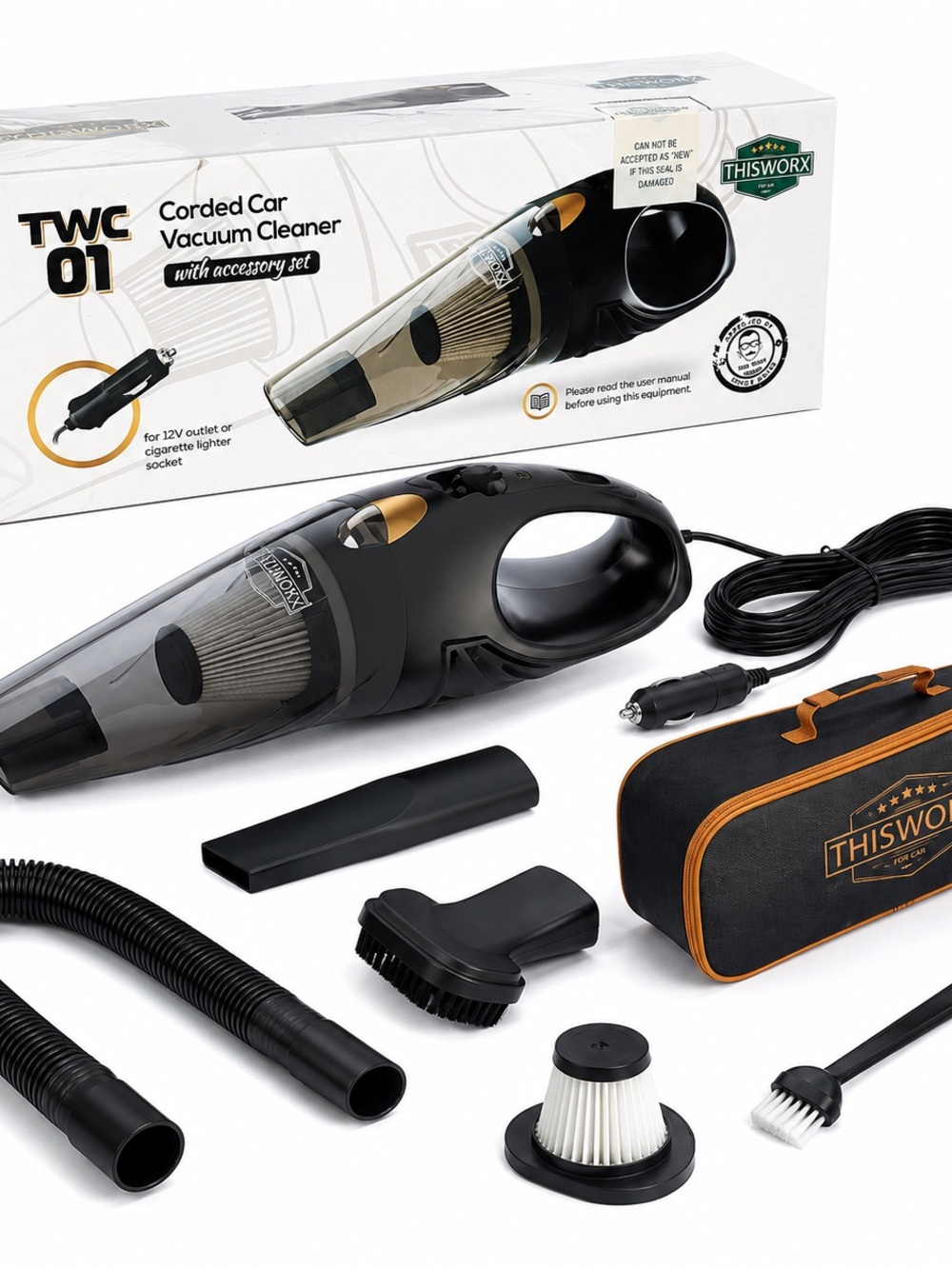 Black & Smoke Corded Car Vacuum Cleaner - TWC01 NWIB